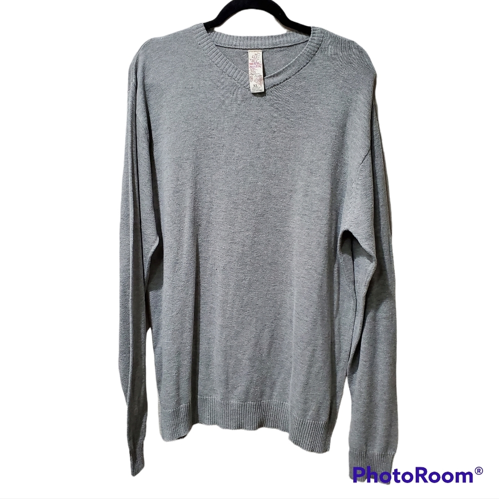 *PJ Mark Y2K 90s Gray V-Neck Lightweight Men's Sweater Size XL Preppy